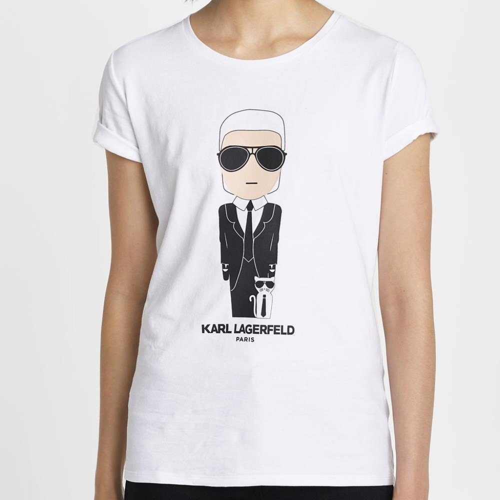 Karl Lagerfeld Graphic Scoop Neck Knit Tee